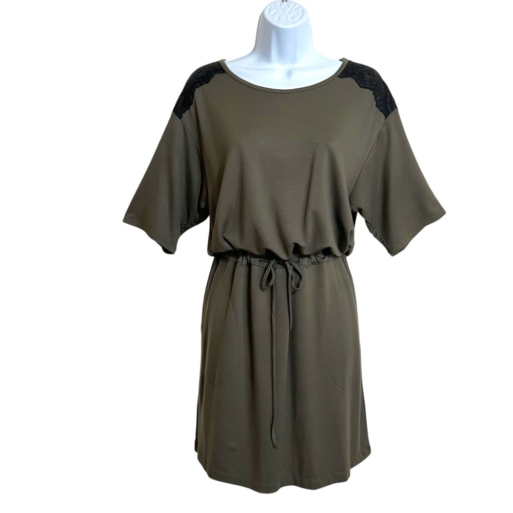 Natori Blouson Short Nightgown Dress Womens S Green Comfy Stretch Loungewear